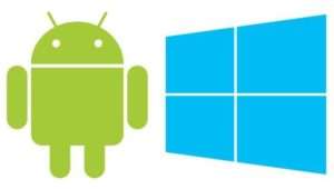 Ilustrasi Android dan Windows.